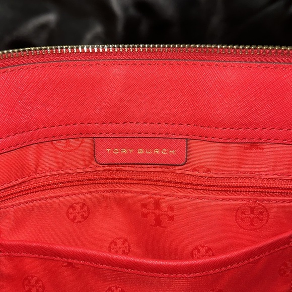 🔥🔥🔥Tory Burch Red Leather Emerson Convertible Zip Tote Shoulder Bag - Picture 6 of 12